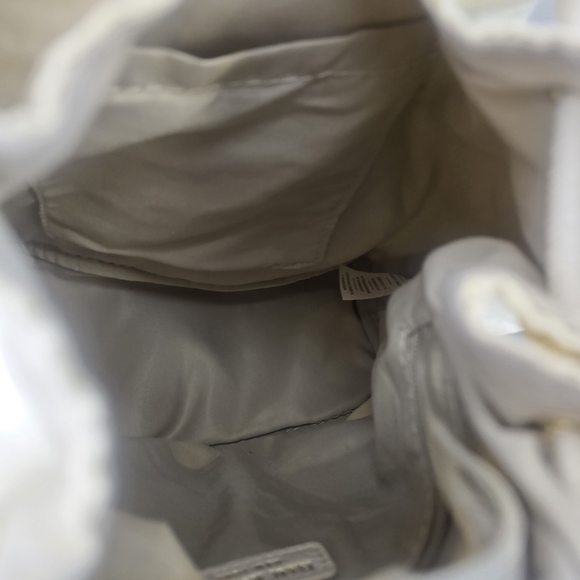 Isaac Mizrahi Ivory Canvas Drawstring Bucket Style Handbag, Crossbody Purse - Picture 6 of 6